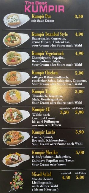 menu at The Best Kumpir in Hamburg