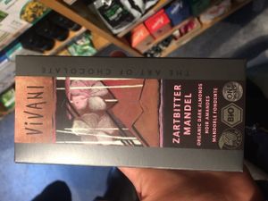 Some of the products in the store - here is vegan chocolate at Nava Helsemarked in Hellerup