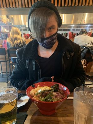 Handsome husbando with Flying Vegan Harvest!  at JINYA Ramen Bar in Sandy Springs