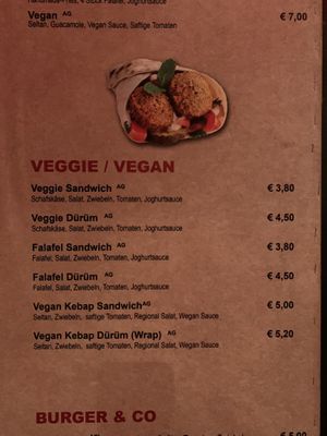 Veggie menu  at Kebap Mann in Innsbruck