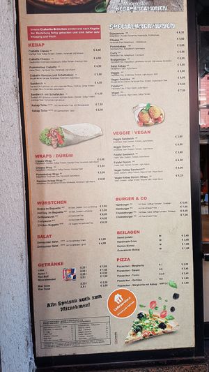 Speisekarte at Kebap Mann in Innsbruck