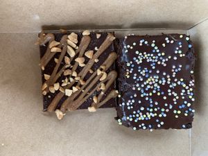 Raw Snickers bar and brownie.  at Seed to Sprout Bakery in Wanamassa