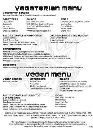 Vegetarian/vegan menu   at Chuy's in San Antonio