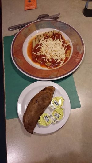 Vegan meal with salt. at Franconia Heritage Restaurant in Souderton