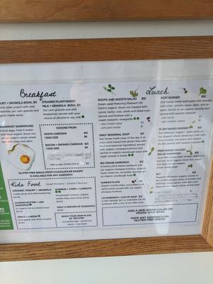 Food menu. Lots of vegan options at Fancy Pants Cafe in Bridgewater
