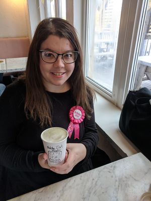 My birthday matcha with oat milk at Fancy Pants Cafe in Bridgewater