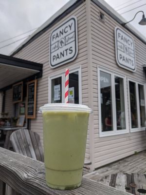 Iced matcha with soy at Fancy Pants Cafe in Bridgewater