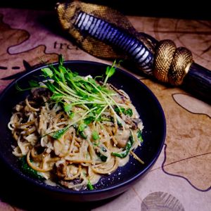 Vegan carbonara  at Lucky Chan's Laundry and Noodle Bar in Northbridge