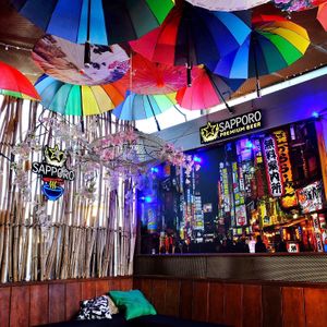 Harajuku Hana theme at rooftop bar at Lucky Chan's Laundry and Noodle Bar in Northbridge