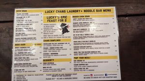 Menu as of 28/04/2023 at Lucky Chan's Laundry and Noodle Bar in Northbridge