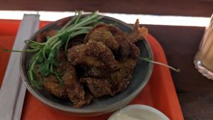 Gochujang pulled jackfruit dumplings at Lucky Chan's Laundry and Noodle Bar in Northbridge