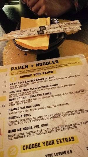 menu at Lucky Chan's Laundry and Noodle Bar in Northbridge