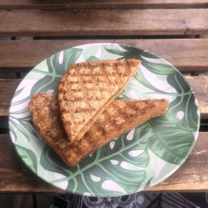 Grilled vegan cheese sandwich  at Roots in Tenerife
