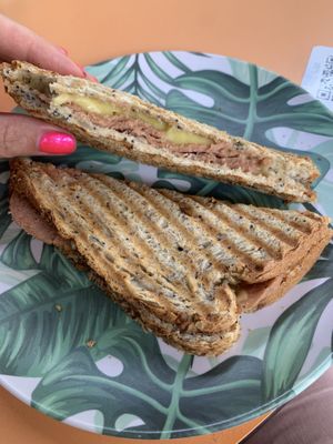 Vegan grilled cheese   at Roots in Tenerife