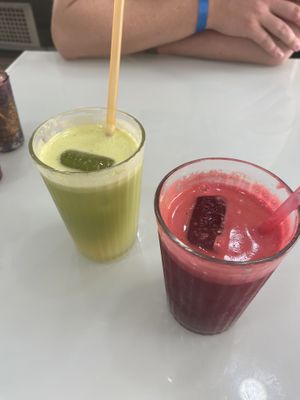 Pressed juices  at Roots in Tenerife