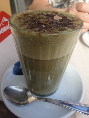 Matcha latte at Roots in Tenerife