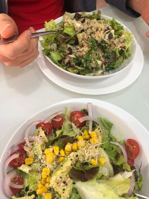 Quinoa salad and Green salad at Roots in Tenerife