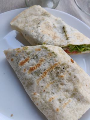 teriyaki tofu wrap at Roots in Tenerife