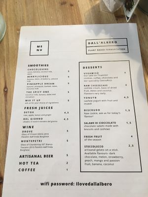 Drinks and desserts  at Dall'Albero in Rome