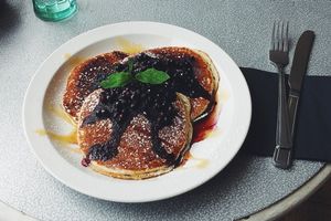 vegan Blueberry Pancakes at The Fat Cyclist Cafe in Stirling