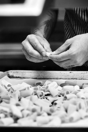 Cooking the pasta! at Nota Bene in Toronto