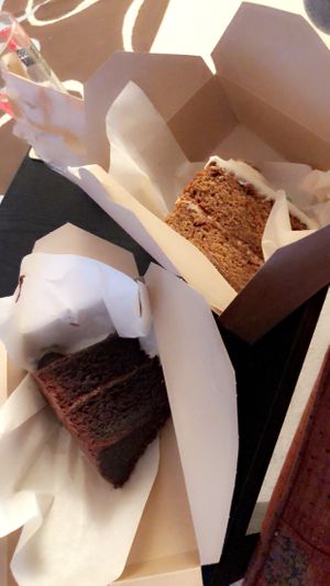 Carrot cake and chocolate cake  at Nomad Bakery in Reading