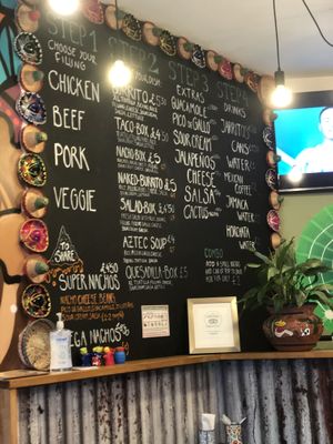 Menu options  at Little Mexico in Hexham