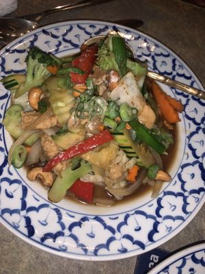 Chicken cashew vegetable stir fry at Siam Purity in Broadbeach
