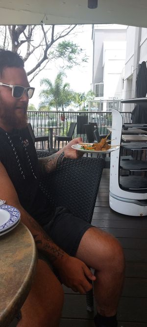 The robot brings the foood!!!!! at Siam Purity in Broadbeach
