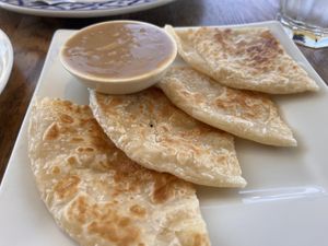 Roti with satay sauce  at Siam Purity in Broadbeach