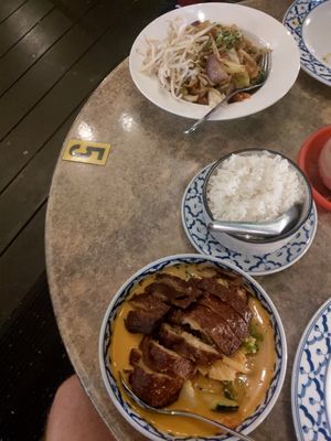 Crispy duck red curry & Pad Thai at Siam Purity in Broadbeach