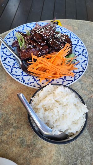 Honey crispy soy with jasmine rice at Siam Purity in Broadbeach