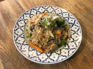 Vegan Chicken Green Curry Fried Rice (Spicy) at Siam Purity in Broadbeach