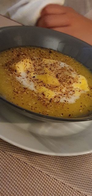 Mango cream dessert at La Palanche d'Aulac in Paris