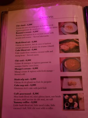 Dessert Menu at La Palanche d'Aulac in Paris