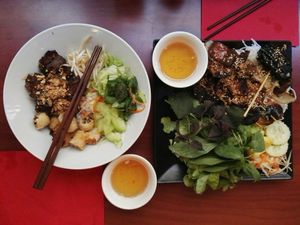 two main dishes at La Palanche d'Aulac in Paris