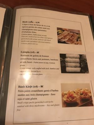 Menu at La Palanche d'Aulac in Paris