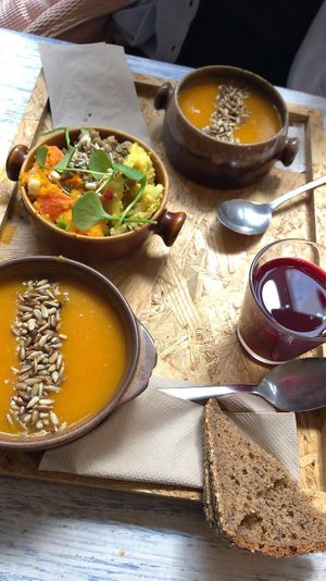 Soup + mixed daily salads  at Belly Button Food in Braunschweig