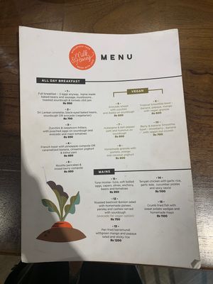 New menu at Milk & Honey Cafe in Colombo