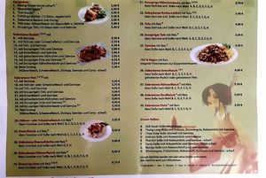 Speisekarte at Thang Long in Halle
