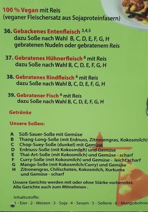 Speisekarte at Thang Long in Halle