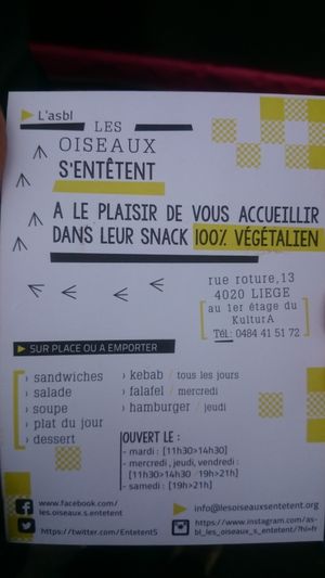 "A Vegan Sunday #2" in Liège at Les Oiseaux s'entetent in Liege