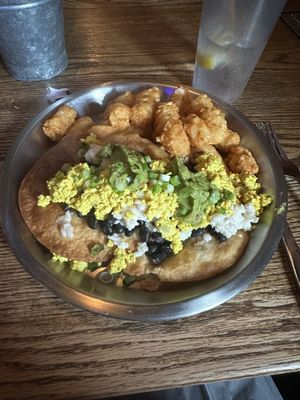 Tostadas. Subbed tofu for eggs, and vegan cheese for queso.   at Brix in Cortland