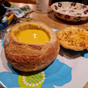 Close up of the cheezy deliciousness! at Jake's Vegan Steaks in North London