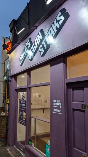 Store closed  but still available to order online at Jake's Vegan Steaks in North London