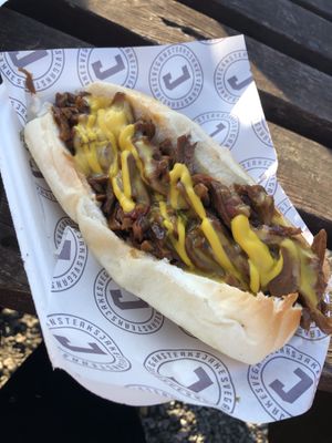  Philly cheese steak-delicious!  at Jake's Vegan Steaks in North London