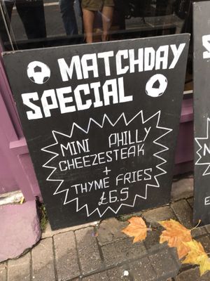 Match day special  at Jake's Vegan Steaks in North London