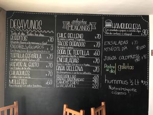 Menu at Madre Tierra in Hermosillo