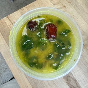 dal with spinach   at San Diego Vegan Market in San Diego