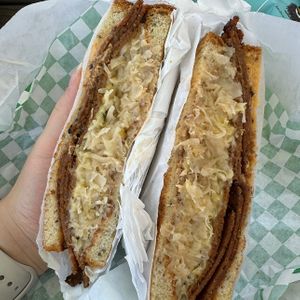 unreal reuben  at San Diego Vegan Market in San Diego